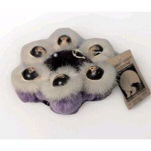 Inuit Alaska Native American Blanket Toss Pin Cushion 6 Heads Mink Eskimo Vtg